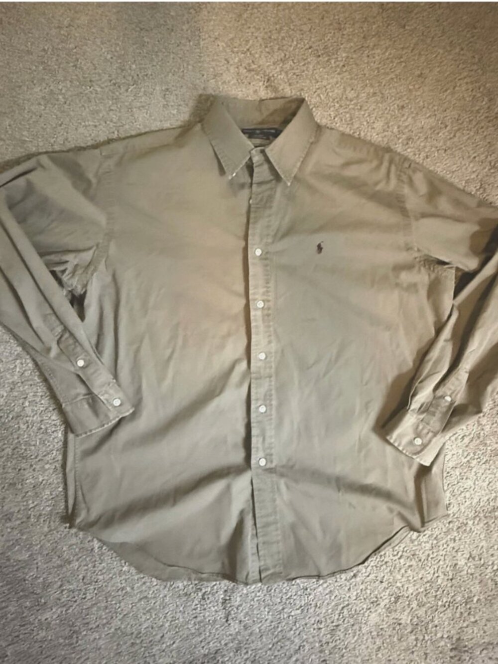 Vintage Polo Ralph Lauren Blake Shirt Men’s L Oversized Heavy Cotton Taupe 90s